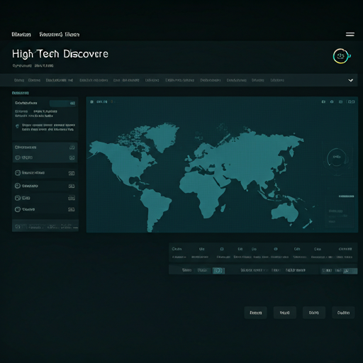 High-tech dashboard showing global network discovery map